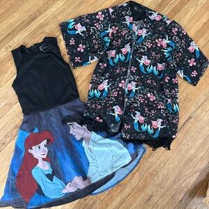 Disney hot topic little mermaid XS dress & kimono coverup